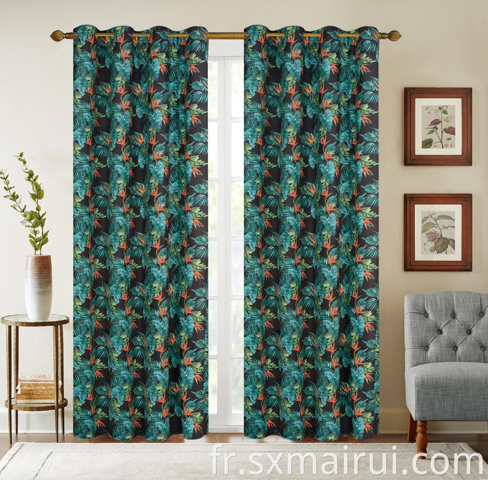 Printed Velvet Grommets Curtain